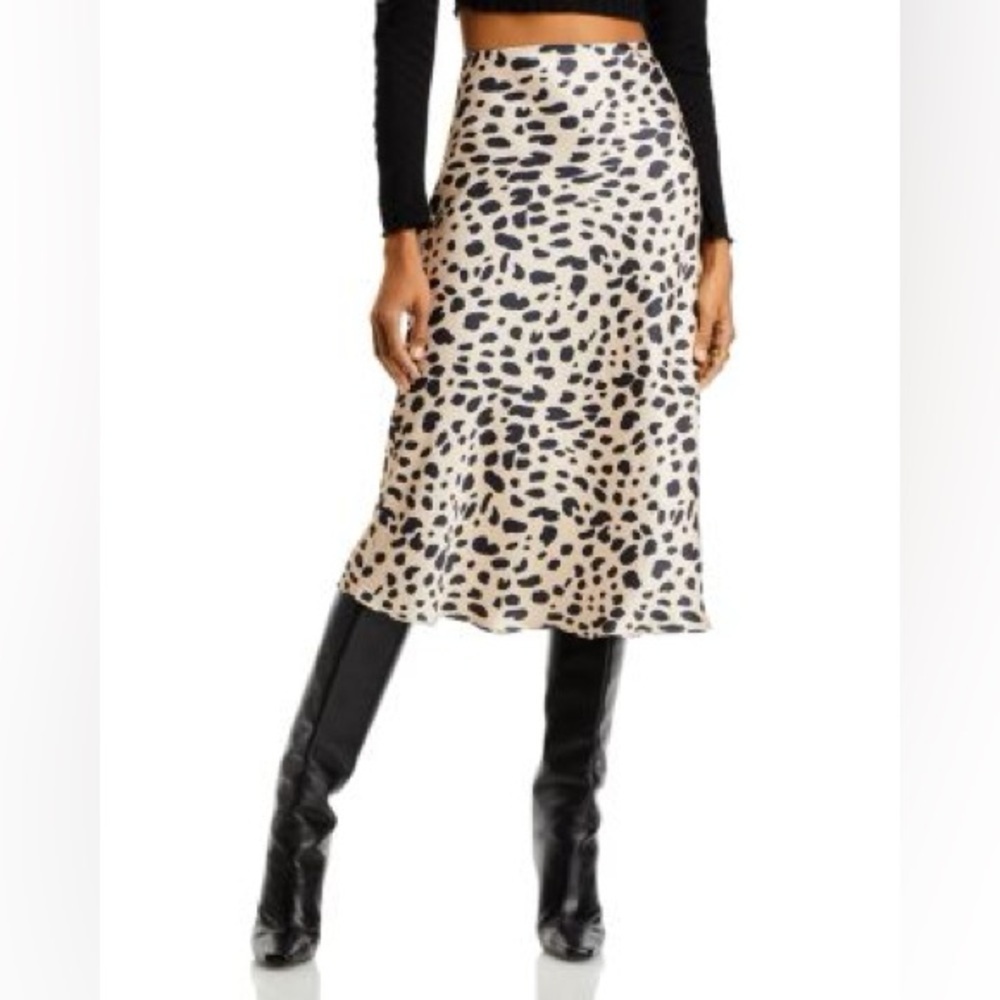 Aqua midi slip skirt in animal print